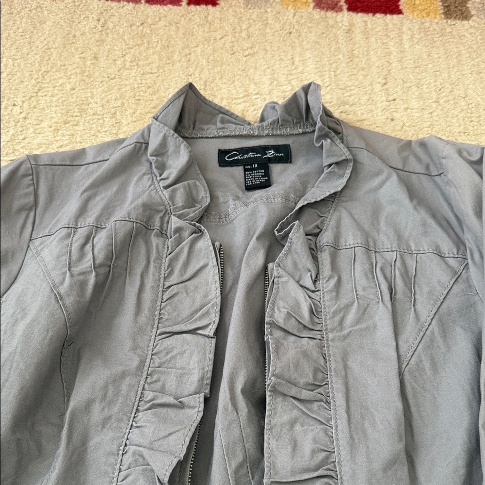 Gray Ruffled Blazer - Picture 3 of 7